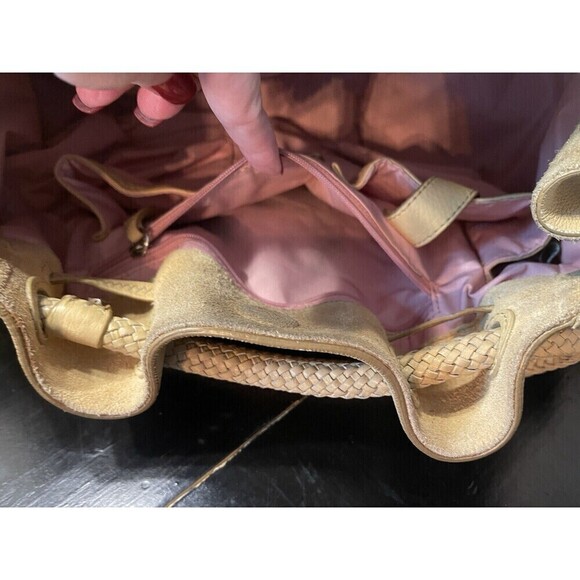 Cole Haan Tan Leather Tassel Draw String Small Hobo Bag - Picture 8 of 16